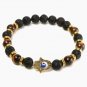 Black Lava Rock Tiger Eye Beads Hand Pendant Bracelet