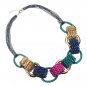 Multi Color Round Circle Elegant Choker Bib Charm Chain Necklace