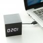 Voice Control Wooden Square LED Alarm Digital Desk Clock Thermometer Calendar
