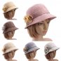 Women Girls Straw Linen Floral Fedora Hat Fishing Outdoor Sunshade Trilby Jazz Cap