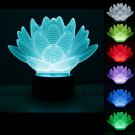 3D Optical illusion Lotus Flower USB 7 Colors Changing LED Desk Table Light Lamp