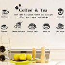Coffee & Tea Cafe Design Free Style BLACK Color Wall Sticker Decal Set