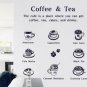 Coffee & Tea Cafe Design Free Style BLACK Color Wall Sticker Decal Set