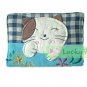 Credit Name Card Holder w/ Elastic Band : Blue Lucky Cat Flower Embroider