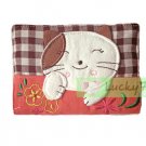 Credit Name Card Holder w/ Elastic Band : Orange Lucky Cat Flower Embroider