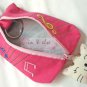 Coin Purse Phone Case Carabiner w/ Key Chain Keyring : Pink Lucky Cat & Music Note