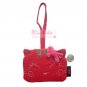 Coin Purse Wristlet : Red Lucky Cat & Ribbon Cotton
