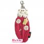 Dark Pink Lucky Cat Cotton Coin Purse w/ Key Chain Keyring