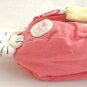 Salmon Pink Lucky Cat Cotton Coin Purse w/ Key Chain Keyring