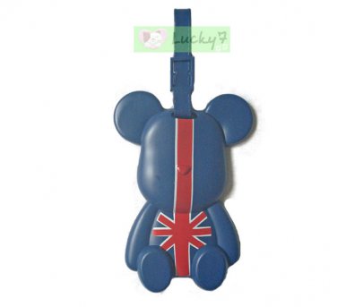 ENGLAND FLAG Bear Luggage Tag ID Name Travel School Bag