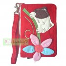 iPhone 4/4S/5 Galaxy S3 4 III IV Case Pouch : Red Lucky Cat Flower Cotton Wristlet