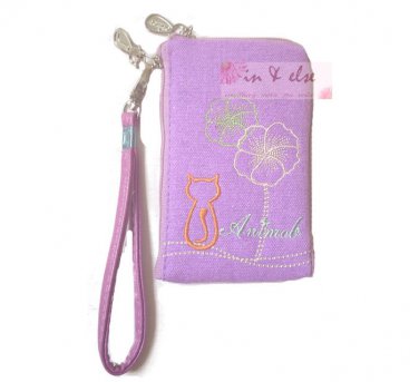 iPhone 4/4S/5 Case Phone Pouch Purse Wristlet ANIMOB FLOWER CANVAS / Purple