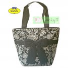 NaRaYa Thai Cotton Large Shoulder Shopper Bag Tote / Navy Blue Ribbon