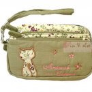 Fabric Phone Case Purse Wristlet ANIMOB FLOWER FLORAL / GREEN