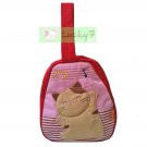 Lucky Cat Dancing Cotton Handbag Bag for Girl Woman / Red-Pink