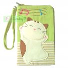 Galaxy Note 2, 3/ Mega 5.8 Case Bag // Light Green Lucky Cat Dancing