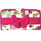 NaRaYa Thai Cotton Trifold Wallet Clutch Bag Purse Checkbook / Dark Pink Floral