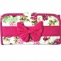 NaRaYa Thai Cotton Trifold Wallet Clutch Bag Purse Checkbook / Dark Pink Floral