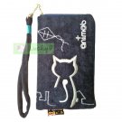 iPhone 4/4S/5 Galaxy S3 S4 Case Phone Pouch ANIMOB EMBROIDER // Navy Blue