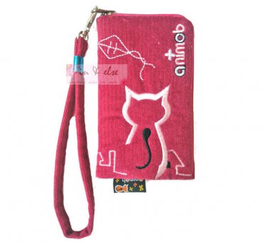 iPhone 4 4S Case Phone Pouch ANIMOB EMBROIDER // Pink