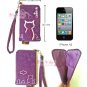iPhone 4 4S Case Phone Pouch ANIMOB EMBROIDER // Purple