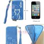 iPhone 4 4S Case Phone Pouch ANIMOB EMBROIDER // Blue