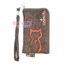iPhone 4 4S Case Phone Pouch ANIMOB EMBROIDER // Brown