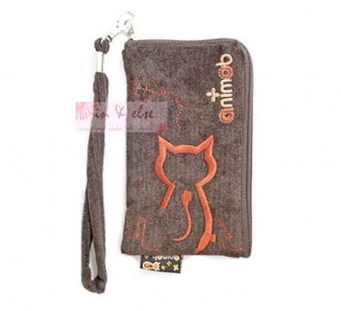 iPhone 4 4S Case Phone Pouch ANIMOB EMBROIDER // Brown