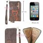 iPhone 4 4S Case Phone Pouch ANIMOB EMBROIDER // Brown