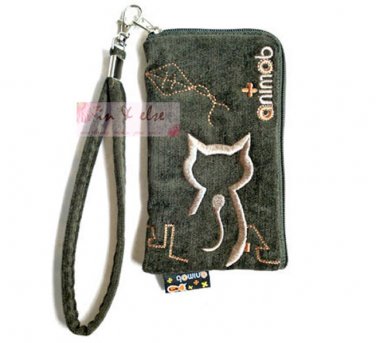 iPhone 4 4S Case Phone Pouch ANIMOB EMBROIDER // Greenish-brown