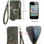iPhone 4 4S Case Phone Pouch ANIMOB EMBROIDER // Greenish-brown