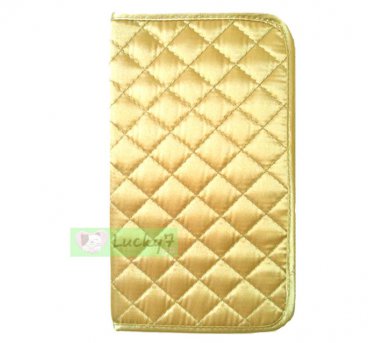 NaRaYa Thai Satin Bifold Wallet Clutch Bag Purse Checkbook / Gold