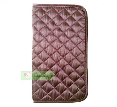 NaRaYa Thai Satin Bifold Wallet Clutch Bag Purse Checkbook / Purple