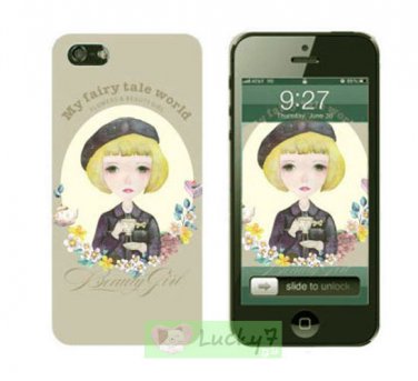 Apple iPhone 5/5S Hard Case Cover Skin Shell : Flowers And Beauty Girl Collection / Light Gray