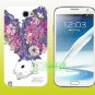SAMSUNG Galaxy Note II 2 Hard Back Case Cover Skin Shell : RABBIT & FLOWERS