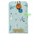 iPhone 4 4S 5 5S 5c Phone Linen Case Cover Pouch w/ Elastic Closure - Blue