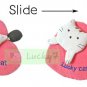 Cotton Fabric Key Chain Cover Holder / Lucky Cat Love & Heart / Pink