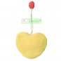 Cotton Fabric Key Chain Cover Holder / Lucky Cat Love & Heart / Yellow