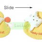 Cotton Fabric Key Chain Cover Holder / Lucky Cat Love & Heart / Yellow