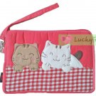 Apple iPad mini/Galaxy Note, Tab 2 3 7.0, 8.0 Case Cover // Salmon Pink Lucky Cat Cotton