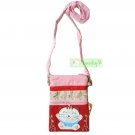 iPhone 4S 5 5S GALAXY S3 S4 Neck Strap Lanyard Bag Case /  Lucky Cat Flower / Red-Pink