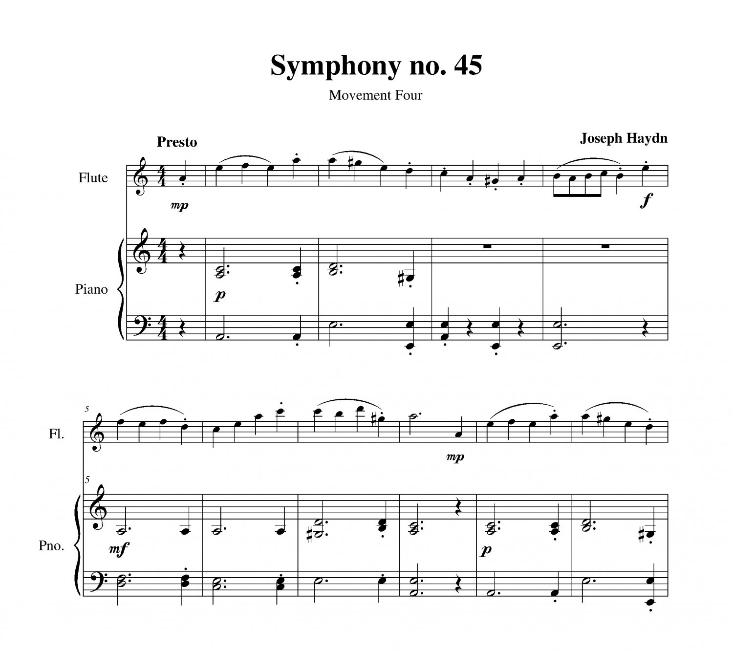 Haydn Symphony no. 45 (Farewell)