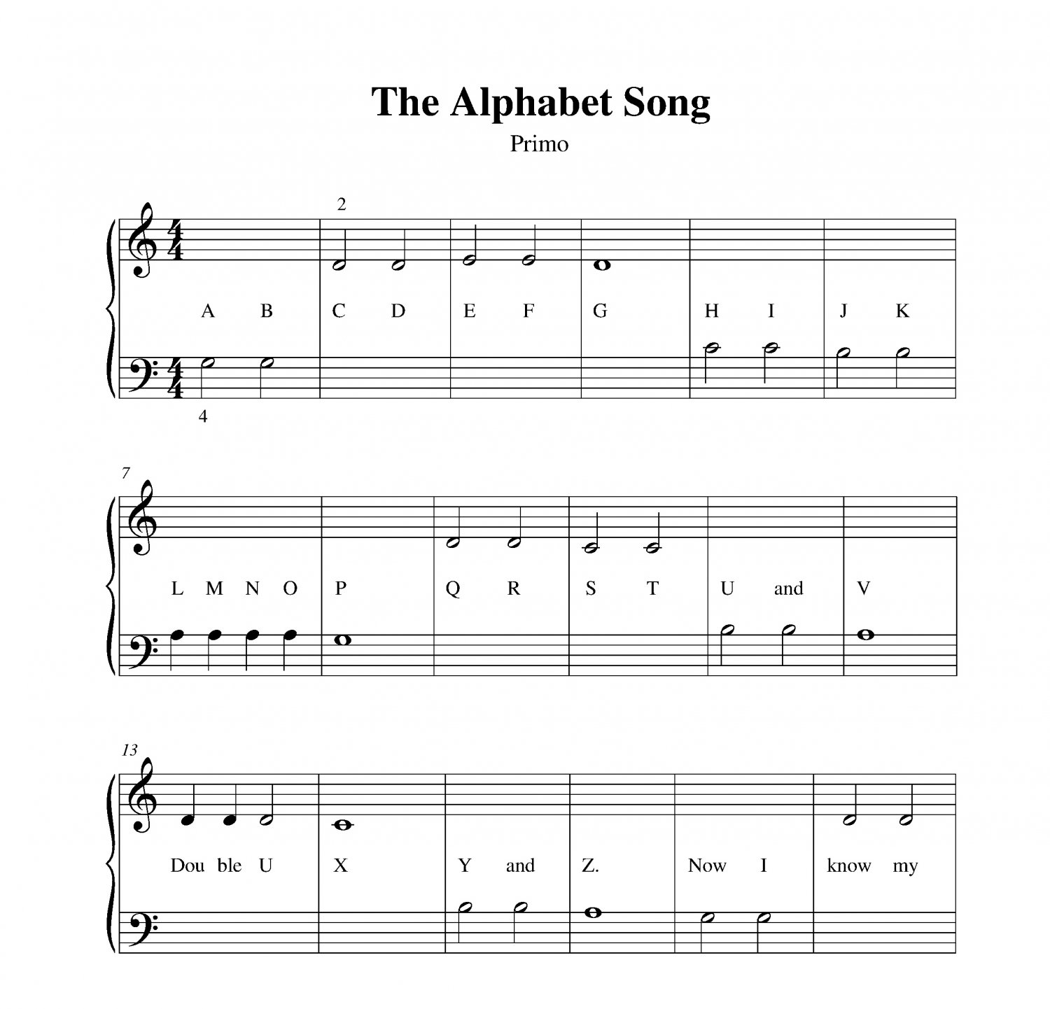 Alphabet Song Sheet Music