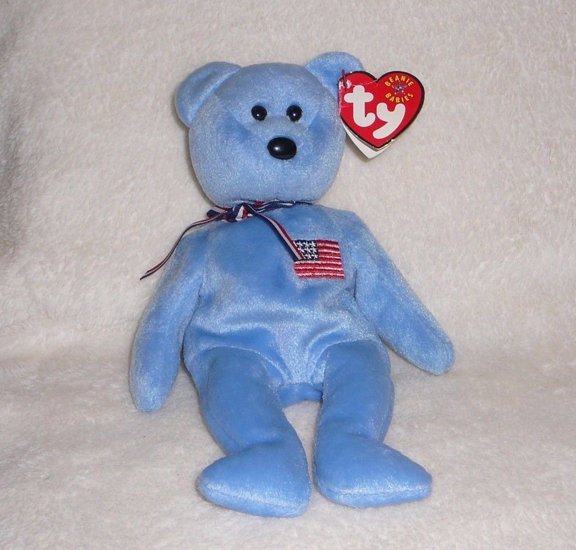 TY BEANIE BABIES "AMERICA" BLUE BEAR Sept. 11, 2001 Stuffed Teddy Bear