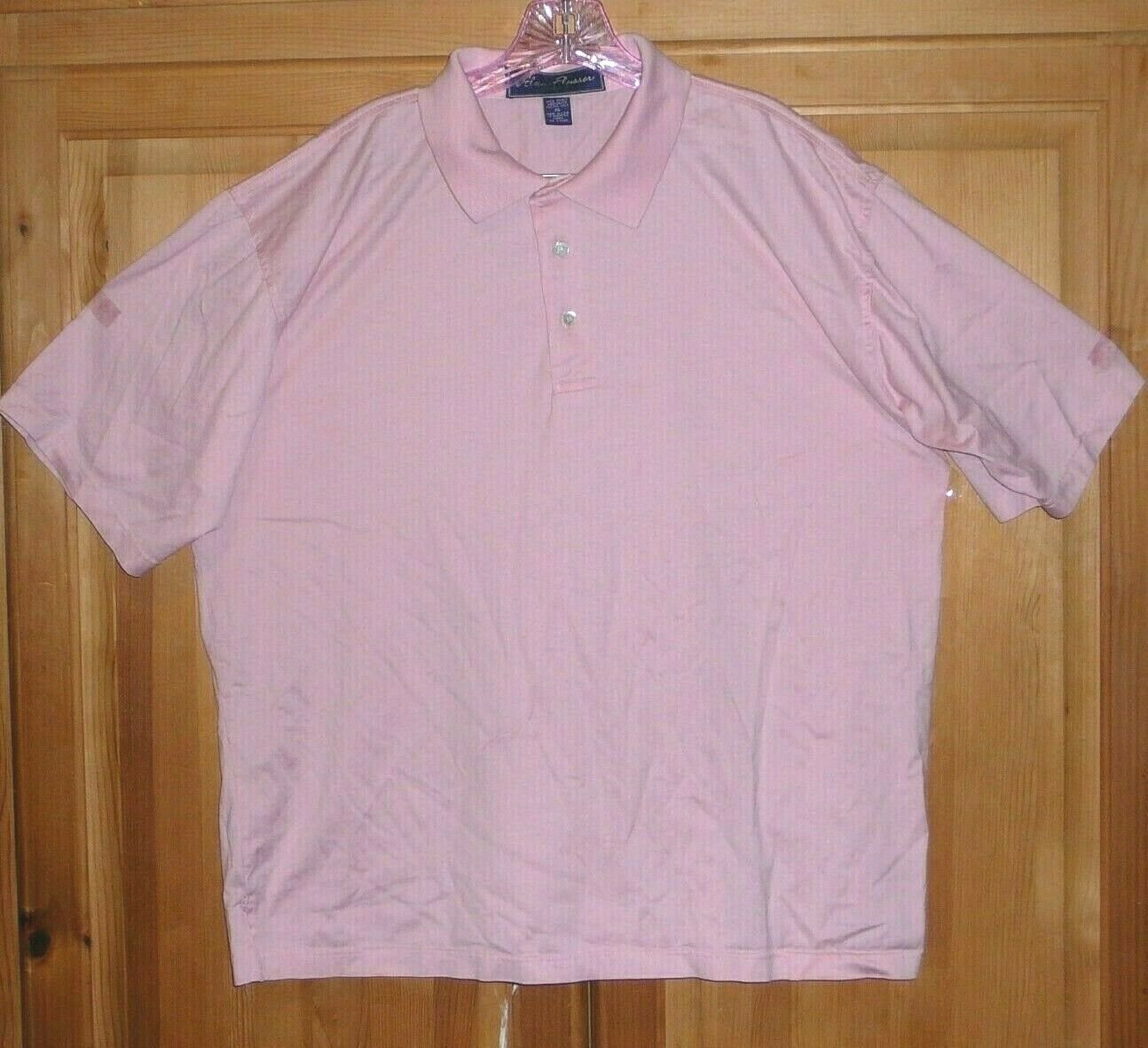 Alan Flusser Mens Pink Cotton Polo Golf Casual Shirt XL XLarge