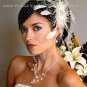 White Large Birdcage Bridal VEIL & BROOCH FASCINATOR Hair Clip 29ti f25