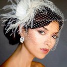 Ivory Tulip BROOCH Fascinator Headpiece & BIRDCAGE Bridal VEIL  21 f58