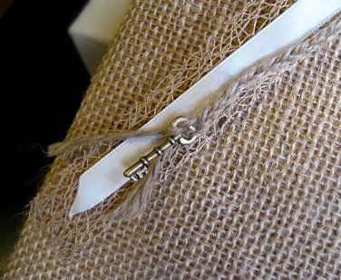 Hand Bound Burlap Journal with Beige Accents, Twine and Ribbon Bookmarks, and a Gold Key Charm