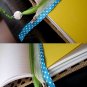 Burlap Journal with Antique Polka Dot Inside Covers, and Colorful Inserts and Bookmarks