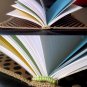 Burlap Journal with Antique Polka Dot Inside Covers, and Colorful Inserts and Bookmarks